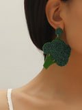 -Unique chunky acrylic broccoli floret drop/dangle earrings. Free shipping from abroad. These typically arrive to the USA in about 2-3 weeks.

Funny weird unique unusual green vegetable earrings vegan vegetarian broccoli floret crown jewelry gift-