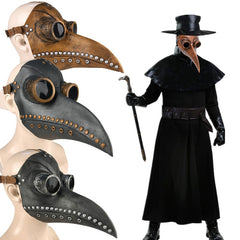 -High quality, nicely detailed latex rubber and resin plague doctor masks with plastic lenses. One size fits most with adjustable strap and buckle. Free shipping. Steampunk victorian medieval historical plague pandemic bird doctor mask raven crow creepy halloween costume cosplay epidemic ominous warning-