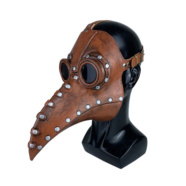 -High quality, nicely detailed latex rubber and resin plague doctor masks with plastic lenses. One size fits most with adjustable strap and buckle. Free shipping from abroad. These typically arrive to the US in 2-3 weeks.

Halloween steampunk medieval victorian gothic cosplay costume pandemic black plague doc raven crow mask historical epidemic mask-Brown with Silver-