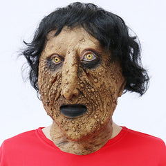 -Unique surreal soft latex over-the-head mask with attached hair. One size fits most. Ideal to fit heads with a circumference of 55cm to 58cm. Free shipping. Unusual creepy character costume cosplay disturbing infected boils bumps halloween dark black wig realistic weird bizarre body horror human monster spoopy kids -