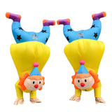 Upside Down Clown Inflatable Costume -High quality Upside Down Clown inflatable costume. Well made in durable, waterproof polyester. Easy to use, fast inflation w/included fan. AA battery or USB. One size fits most ages 10+, teens and adults

Fun funny event character corner waver kids birthday party festival fair halloween silly handstand walking on hands-