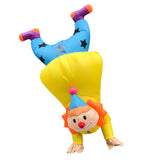 Upside Down Clown Inflatable Costume -High quality Upside Down Clown inflatable costume. Well made in durable, waterproof polyester. Easy to use, fast inflation w/included fan. AA battery or USB. One size fits most ages 10+, teens and adults

Fun funny event character corner waver kids birthday party festival fair halloween silly handstand walking on hands-
