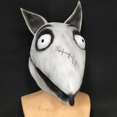 -High quality latex over-the-head mask. One size fits most. Free shipping from abroad. Typically arrives to the USA in about 2-3 weeks. Funny spoopy classic halloween horror undead zombie dog Tim Burton short stop motion movie frankenstein puppy kid friendly costume cosplay mask-