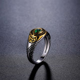 -High quality ring inspired by Doctor Strange's Eye of Amagatto and the 'Time Stone' green Infinity Stone. Handmade in .925 sterling silver with 18k white gold and 18k gold plating with green CZ stone.Well crafted and made to be treasured! Brand New in jeweler's ring box. Free Shipping Worldwide.-
