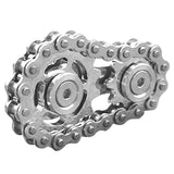 -Metal bicycle-style chain and sprocket fidget toy. Durable, high quality construction. Measures approximately 3cm x 6cm / 1.2 x 2.4 inches. Free shipping from abroad. Typically arrives in about 2-3 weeks.

Unique different spinning link chain and gear anxiety diffusing perpetual motion machine toy-Silver-