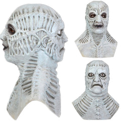 Two-Faced Duplicitous Backstabber Monster Mask-Unique, very high quality, detailed natural latex over-the-head mask with two faces... a forward facing smile and a grimacing, menacing stare on the reverse. One size fits most. Free shipping. Jealous envious greedy covetous demon devil horror halloween costume cosplay envy monster deceit deceitful desirous jealousy-