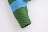 -Colorful women's polyester knitted sweater in blue and green with large toadstool on front, checkerboard pattern on the reverse . See size chart. Free shipping.

Mushroom unique playful fun cute kawaii boho bohemian alternative girl juniors unusual fungi retro vintage style pullover jumper sweatshirt quirky whimsical -