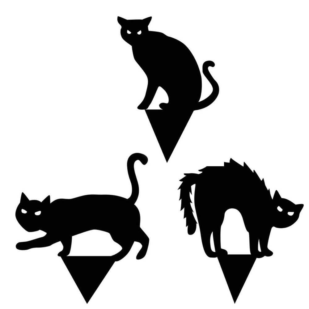 -High quality black acrylic halloween cat silhouette yard stakes. Each design is available individually or in sets of three in two different sizes. Free shipping from abroad with typical delivery to the USA about 2-3 weeks.

Goth gothic home garden decor festive party decorations signs kitty display-
