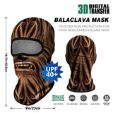 Wookie Balaclava or Neck Gaiter Mask UV Blocking Sun & Wind Protective-Super high quality unisex balaclava, neck gaiter bandana or ear loop mask. Seamless, 4-way stretch, lightweight & breathable UPF30+ polyester microfiber. Free shipping. Funny chewbacca cycling, hunting, hiking, camping, climbing, fishing, as a fun helmet liner for horseback or motorcycle riding, piloting star craft. -