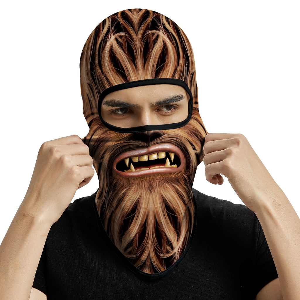 Wookie Balaclava or Neck Gaiter Mask UV Blocking Sun & Wind Protective-Super high quality unisex balaclava, neck gaiter bandana or ear loop mask. Seamless, 4-way stretch, lightweight & breathable UPF30+ polyester microfiber. Free shipping. Funny chewbacca cycling, hunting, hiking, camping, climbing, fishing, as a fun helmet liner for horseback or motorcycle riding, piloting star craft. -