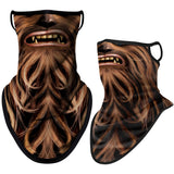 Wookie Balaclava or Neck Gaiter Mask UV Blocking Sun & Wind Protective-Super high quality unisex balaclava, neck gaiter bandana or ear loop mask. Seamless, 4-way stretch, lightweight & breathable UPF30+ polyester microfiber. Free shipping. Funny chewbacca cycling, hunting, hiking, camping, climbing, fishing, as a fun helmet liner for horseback or motorcycle riding, piloting star craft. -Earloop Mask-