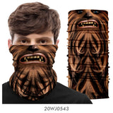 Wookie Balaclava or Neck Gaiter Mask UV Blocking Sun & Wind Protective-Super high quality unisex balaclava, neck gaiter bandana or ear loop mask. Seamless, 4-way stretch, lightweight & breathable UPF30+ polyester microfiber. Free shipping. Funny chewbacca cycling, hunting, hiking, camping, climbing, fishing, as a fun helmet liner for horseback or motorcycle riding, piloting star craft. -Bandana-