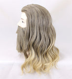 -45cm curly blonde, heat resistant synthetic hair wig and beard set for costume and cosplay. One size fits most. Beard is attached with an adjustable elastic strap. Free shipping from abroad with average delivery to the US in 2-4 weeks.

Funny endgame unisex plus size halloween costume-