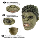 -High quality latex over-the-head style classic Hulk mask. One size fits most. Free shipping from abroad with an average delivery time of 2-3 weeks to the USA.

Halloween marvel cosplay avenger costume retro vintage style incredible bruce banner tv movies comic books superhero-