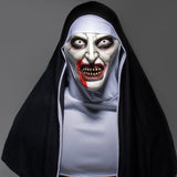 -High quality soft latex over-the-head mask with attached fabric scapular and cowl. One size fits most. Free shipping.

Halloween costume conjuring satan horror cosplay terrifying scary catholic christian religious sacrilegious demonic frightening universe murderous horrifying evil habit nun movie series possessed -