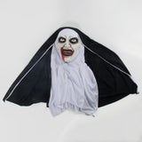 -High quality soft latex over-the-head mask with attached fabric scapular and cowl. One size fits most. Free shipping.

Halloween costume conjuring satan horror cosplay terrifying scary catholic christian religious sacrilegious demonic frightening universe murderous horrifying evil habit nun movie series possessed -