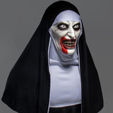 -High quality soft latex over-the-head mask with attached fabric scapular and cowl. One size fits most. Free shipping.

Halloween costume conjuring satan horror cosplay terrifying scary catholic christian religious sacrilegious demonic frightening universe murderous horrifying evil habit nun movie series possessed -