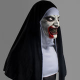 -High quality soft latex over-the-head mask with attached fabric scapular and cowl. One size fits most. Free shipping.

Halloween costume conjuring satan horror cosplay terrifying scary catholic christian religious sacrilegious demonic frightening universe murderous horrifying evil habit nun movie series possessed -