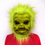 -High quality soft natural latex over-the-head mask with attached synthetic fur. One size fits most. Free shipping from abroad with average delivery to the USA in about 2 weeks.

Funny cute kawaii green grinch baby infant christmas xmas halloween costume cosplay mask reborn prop replica decoration unique alien creature-