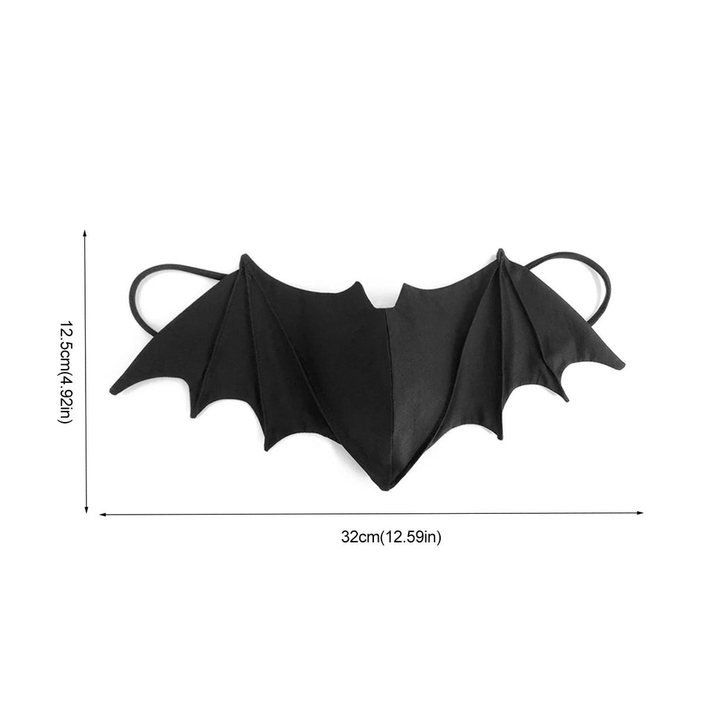 -Unique black batwing shaped reusable cloth face mask with elastic ear loops. Measures approximately 32x12.5cm / 12.59x4.92in. This is a costume fashion accessory, not suitable for protective wear. Free shipping.
Halloween bats vampire costume cosplay goth gothic punk rave fashion accessory-