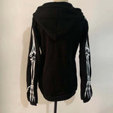 -Soft and comfortable women's style zipper hoodie with high quality skeletal print. Lightweight polyester fleece with large drawstring hood and thumbholes on the sleeves. Free shipping.

punk goth gothic halloween skeleton hooded sweatshirt girls juniors ribcage xray fashion streetwear harajuku -