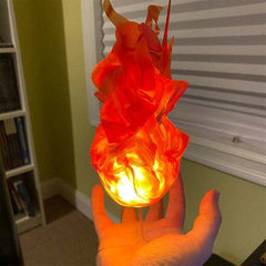 Floating Flame Ball Cosplay SFX Hand Prop - Free Shipping-Unique floating fireball cosplay photo prop accessory giving appearance of a rising flame hovering above the hand. 4 colors: orange/gold, green, blue and black. Made of sturdy, flexible, and durable materials. Looks great with the lights on or off. Halloween costume cosplay anime superhero flames fire special effect-Orange-United States-
