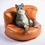 -Nicely detailed 1:6 scale fat cat figurine with faux leather sofa display stand. Cat is crafted in high quality resin and measures approximately 7.5 cm / 2.9 inches tall. New in box, guaranteed quality. Free shipping.

Funny sweet realistic collectible 1/6 orange black white brown gray tabby kitty figure gift -Gray Tabby-