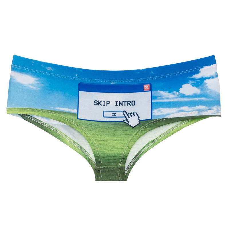 -Super soft and stretchy women's mid-rise briefs with high quality all over retro windows alert print. 92% Polyester, 8% Elastan. 

Cute funny weird retro vintage 90s y2k windows 95 vaporwave aesthetic blue sky pop up pc alert sexy ladies juniors girls underwear panties novelty lingerie gift for her.-