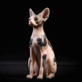 -Nicely detailed miniature 1:6 scale tattooed sphynx cat figurines crafted in high quality resin, hand painted. Brand new in box. Guaranteed quality. Free shipping.

Unique unusual weird naked hairless cat sphynx spinx sphinx badass cat tattoos tattooing pierced piercing figure sculpture statuette punk kitty gift-A-