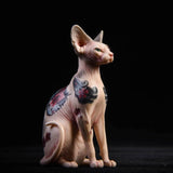 -Nicely detailed miniature 1:6 scale tattooed sphynx cat figurines crafted in high quality resin, hand painted. Brand new in box. Guaranteed quality. Free shipping.

Unique unusual weird naked hairless cat sphynx spinx sphinx badass cat tattoos tattooing pierced piercing figure sculpture statuette punk kitty gift-