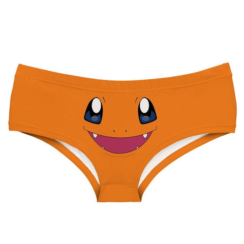 -Comfortable, women's mid-rise briefs with kawaii printed anime face design. Lightweight and breathable, 95% polyester / 5% spandex. Free shipping.

Funny kawaii cute hot sexy anime nerd womens juniors geeky girls charmander underwear pokemon monster pocket salamander cartoon dragon geek gift-Orange-S-