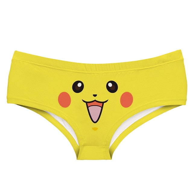 -Comfortable, women's midrise-rise briefs with kawaii printed anime face design. Lightweight and breathable, 95% polyester / 5% spandex. See size chart.Free shipping from abroad with average delivery of 2-3 weeks to the USA. 

Funny kawaii cute womens juniors girl's yellow pikachu faced anime cartoon underwear-Yellow-S-