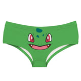 -Comfortable, women's midrise-rise briefs with kawaii printed anime face design. Lightweight and breathable, 95% polyester / 5% spandex. Free shipping.

Funny cute kawaii bulbasaur pokemon face womens juniors geeky girls underwear anime lingerie cartoon dinosaur pocket monster panties gift-Green-M-