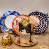 -Cute figural hand-painted ceramic cat head vases. Each measures roughly 10.2x8x12cm / 4x3.15x4.7 inches. Dishwasher safe. Brand new in box. Free shipping.

pretty kitty desktop pen pencil holder cup tabletop home decor office flower cactus succulent planter flowerpot cats designer porcelain cat lover garden gift-