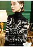 -A unique black and white chevron striped women's long sleeve fashion turtleneck top. High quality polyester and nylon. See size charts. Free shipping.

Unique black and white zebra stipe nu goth gothic new wave rave punk winter fall autumn 2021 designer fashion longsleeve shirt womens juniors -
