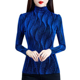 -Blue women's long sleeve blouse with a unique wave-like pattern. High quality polyester, cotton and bamboo blend. Free shipping from abroad with average delivery in 2-4 weeks. These are a slim fit and run quite small. 
beautiful womens juniors fall autumn winter longsleeve wavy ruffle knit top shirt slimming -