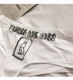 -Comfortable, women's midrise, hip lift briefs with printed funny "Turn Me On" and lightswitch on the front and lightbulb on the back. Lightweight and breathable, 95% polyester / 5% spandex. See size chart. Free shipping from abroad.-