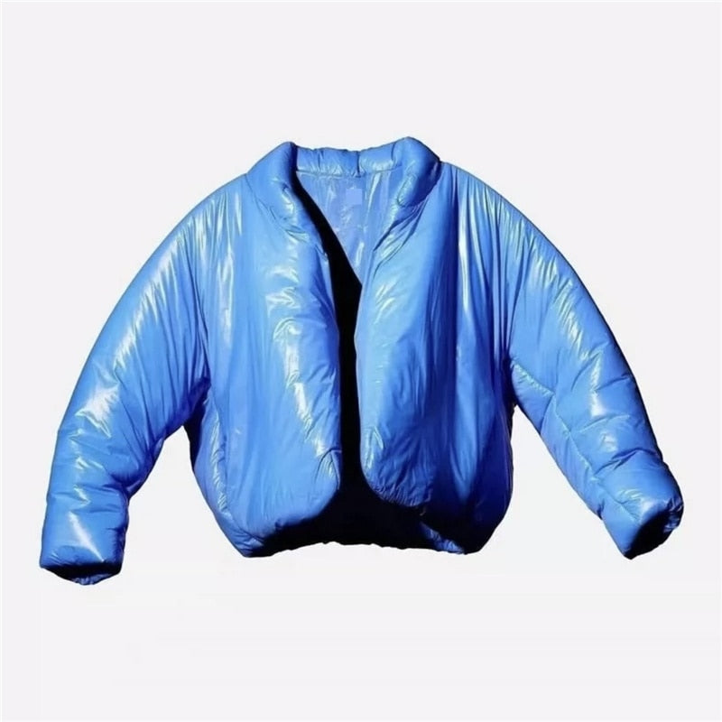 -Warm, solid color lightweight nylon 'round puffer' jacket with organic cotton lining. See size chart. Free shipping from abroad with an average delivery time to the USA of 2-4 weeks. Hiphop hip hop mens unisex puffed puff streetwear designer fashion jacket.-Blue-L-