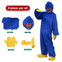 -It's Playtime! Straight out of the factory, it's Huggy Wuggy from Poppy Playtime... but he's a bit deflated and will need some sort of 'meat' to bring him to life! Fits most older kids and adults. Free shipping. cosplay halloween costume horror videogame jumpscare tiktok viral joke fuzzy character creature monster-Costume Set-S-