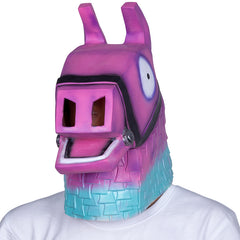 -High quality latex rubber over-the-head mask. One size fits most adults.Free shipping from abroad with average delivery to the USA in 2-4 weeks. Videogame rainbow purple llama alpaca pinata halloween costume cosplay gamer supply cartoon-