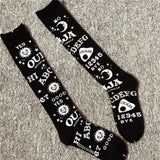 Ouija Women's Knee High Socks Ladies Black Goth Gothic Fashion Magick--