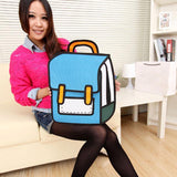 Cartoon 2D 3D Jump Style Comic Fashion Backpack Cute Funny School Bag--