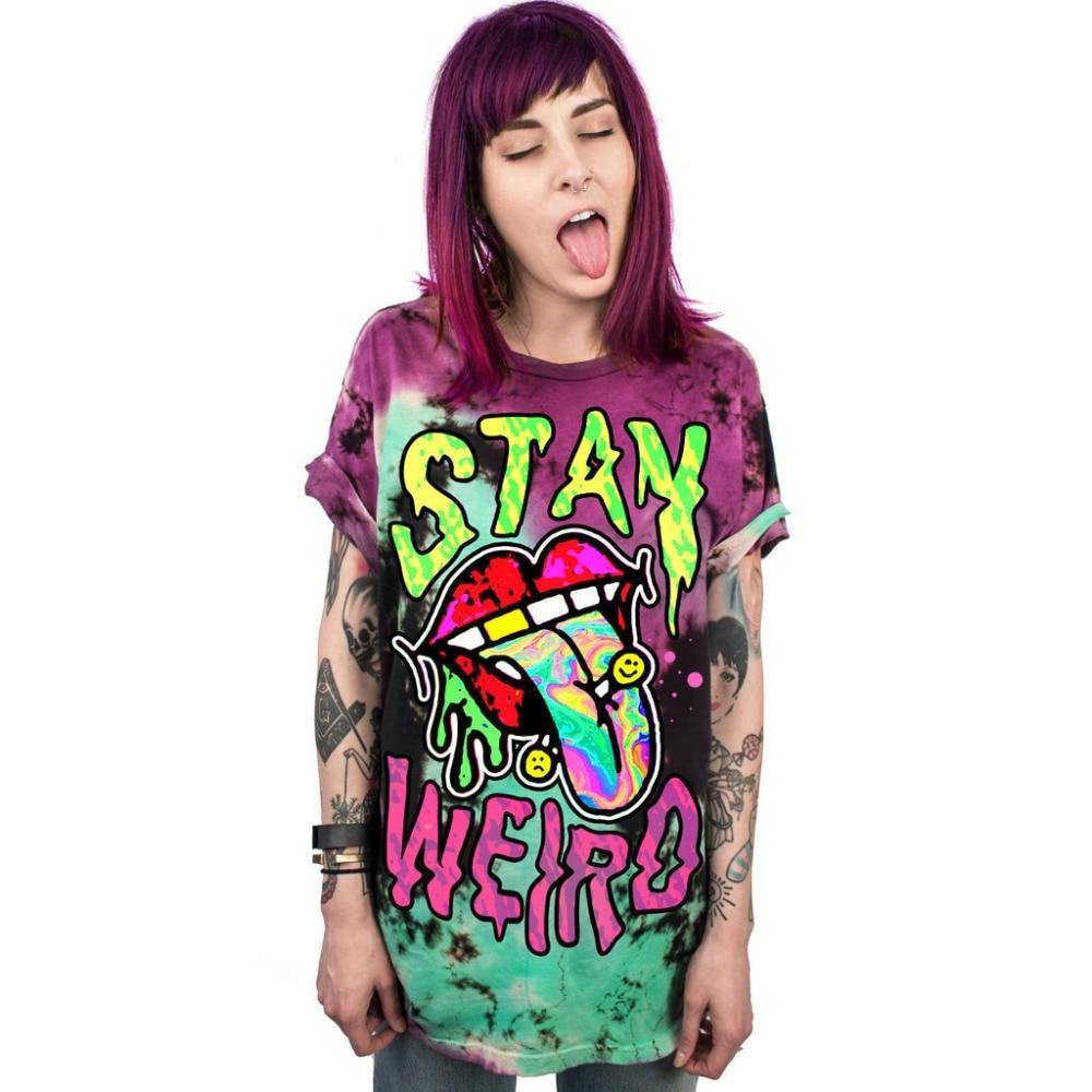 Stay Weird Graphic Tee Innergalactic Retro 90s Alternative Psychedelic--