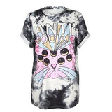 Anti-Social Alien Cat Tee, Innergalactic Retro Alternative Psych Shirt-2XL-