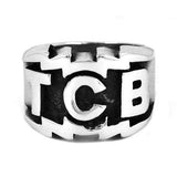 Classic TCB Biker Rings, 316L Stainless Steel Punk Silver or Goldtone -7-Silver-