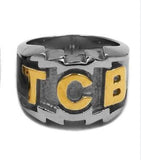 Classic TCB Biker Rings, 316L Stainless Steel Punk Silver or Goldtone -7-Gold-