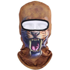 Sabretooth Tiger 3D Print Balaclava, Funny Weird Protective Face Mask-High quality all-over 3D print Cheetah Balaclava.Breathable quick dry polyester fabric, windproof and dustproof, over-the-head full face and neck mask. One size fits most adults. Ideal for costume, cosplay, practical jokes but also raves, festivals, biking, hiking, cycling, ATV & motorcycle riding, skiing, etc.-