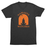Namaste Witches Womens Tee - Cute Funny Yoga Witch Halloween Shirt-Black-S-