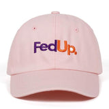 Funny FedUP Embroidered Courier Parody Baseball Cap-Classic FedUp funny FedEx UPS Parody meme cap. High quality embroidered cotton hat with strap adjustment. One size fits most adults. This item typically ships in 2-3 business days from abroad. Please allow an additional week or two for delivery.-Pink-