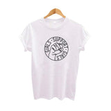 Girls Support Girls Graphic Tee - Feminist Fist Resist T-Shirt Femme -White-S-